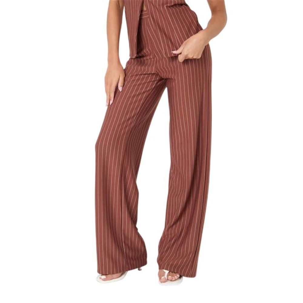 I Saw It First Womens/Ladies Pinstripe Wide Leg Pants / Rust